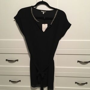 Naked Zebra black dress with gem neckline